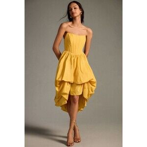 Anthropologie Corset High-Low Bubble Dress Yellow Size Large (flawed)